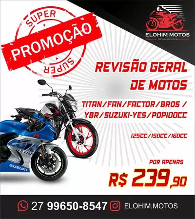 Revisão Geral de Motos TITAN FAN FACTOR BROS YBR SUZUKI-YES POPIOOCC