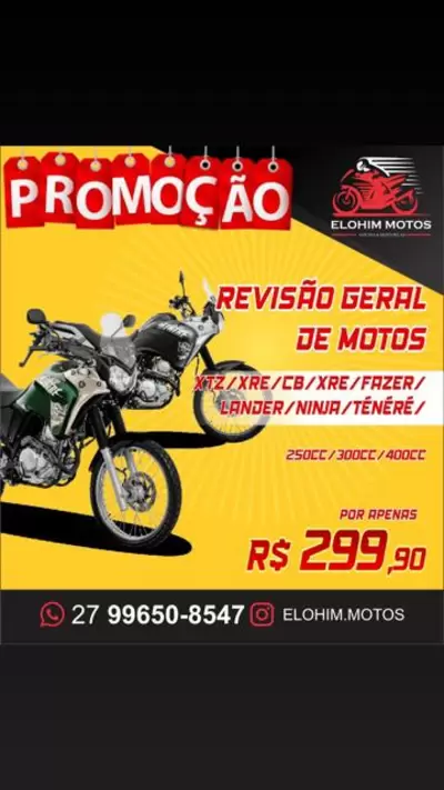 Revisão Geral de Motos XTZ XRE CB FAZER LANDER NINJA TÉNÉRÉ