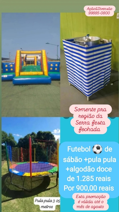 Aluguel de Futebol de Sabão+ Pula Pula + Algodão Doce