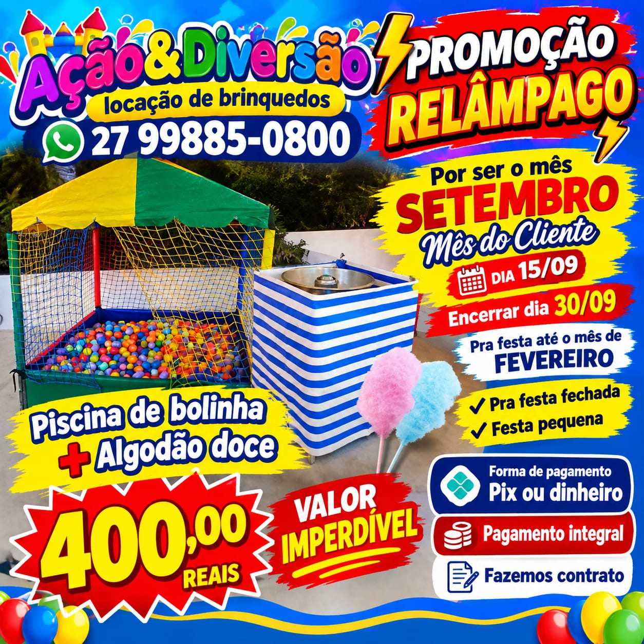 Aluguel de Piscina de Bolinhas e Algodão Doce