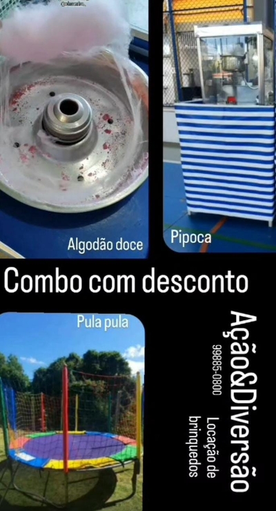 Combo Aluguel de Algodão Doce, Pipoca e Pula Pula