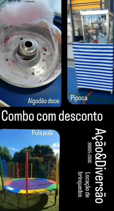 Combo Aluguel de Algodão Doce, Pipoca e Pula Pula